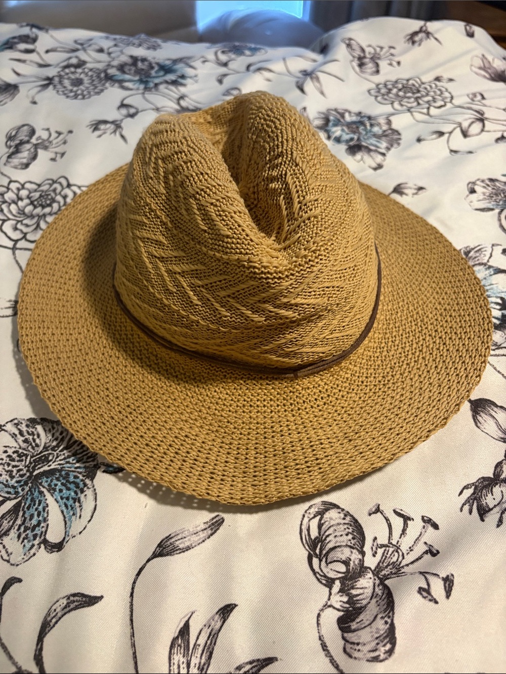 Woven Tan Straw Fedora Hat with Braided Band - Unbranded